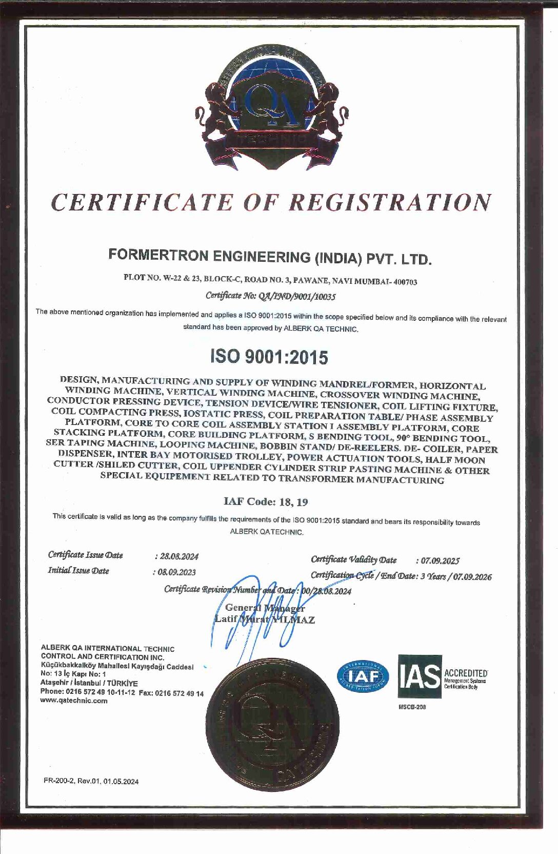 ISO 9001-10035 EXPIRY ON 07.09.2025